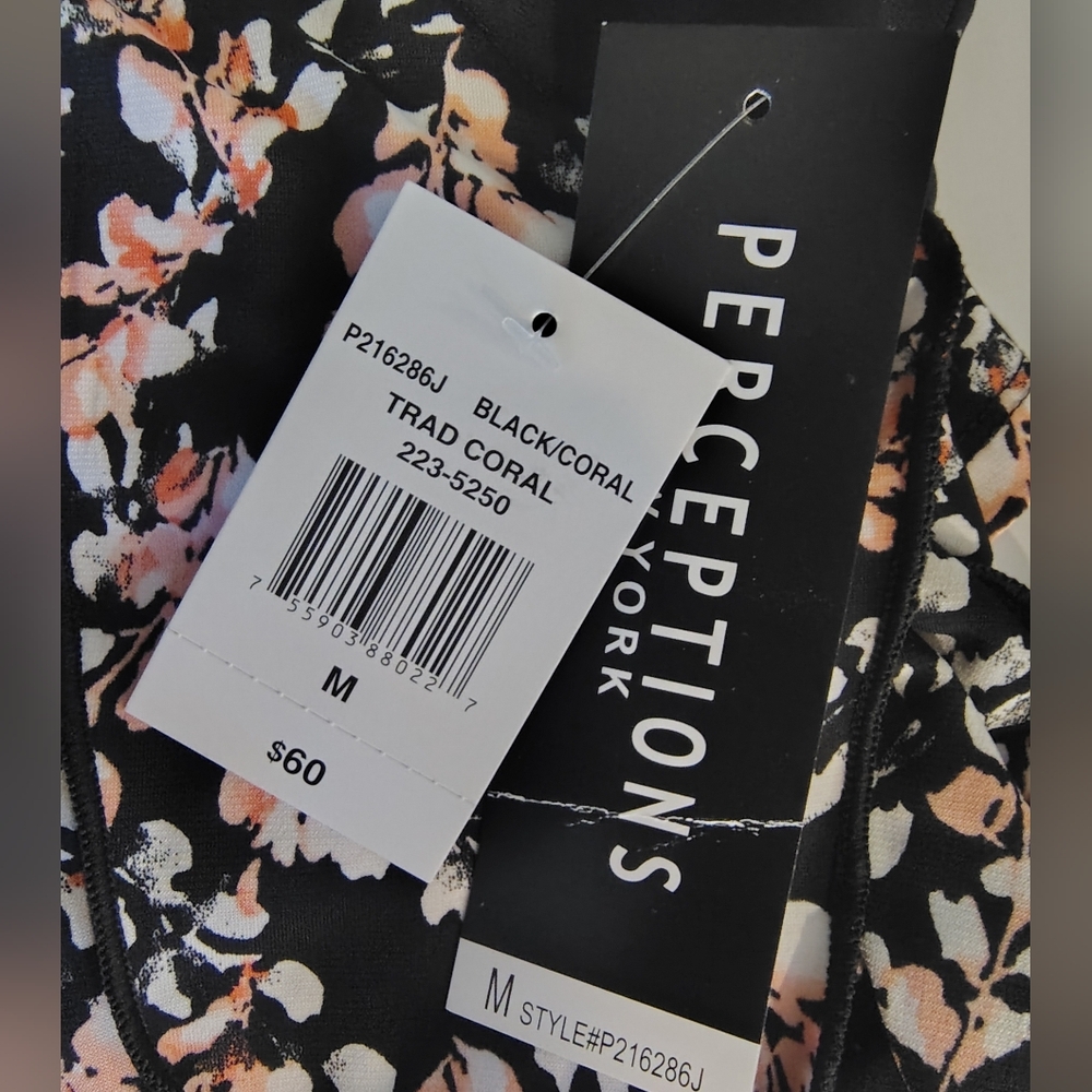 Perceptions Black and Coral Floral Sleeveless Midi Dress. NEW - Picture 7 of 11